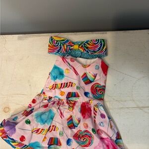 Colorful Candy Print Dress with Headband For American Girl Doll